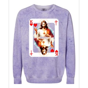 Jesus King Of Hearts Christian Sacred Heart Of Jesus Christ 3 Nails Cross Colorblast Crewneck Sweatshirt