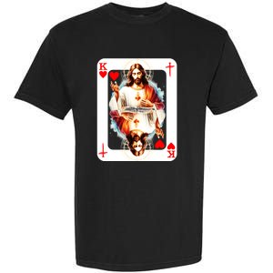 Jesus King Of Hearts Christian Sacred Heart Of Jesus Christ 3 Nails Cross Garment-Dyed Heavyweight T-Shirt