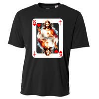 Jesus King Of Hearts Christian Sacred Heart Of Jesus Christ 3 Nails Cross Cooling Performance Crew T-Shirt