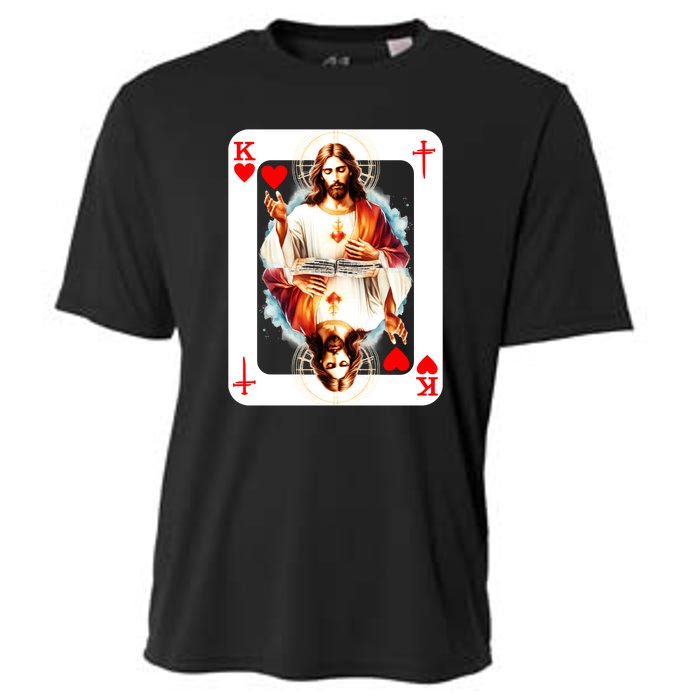 Jesus King Of Hearts Christian Sacred Heart Of Jesus Christ 3 Nails Cross Cooling Performance Crew T-Shirt