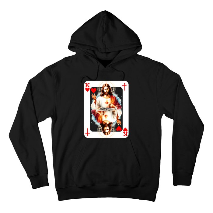 Jesus King Of Hearts Christian Sacred Heart Of Jesus Christ 3 Nails Cross Hoodie