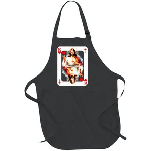 Jesus King Of Hearts Christian Sacred Heart Of Jesus Christ 3 Nails Cross Full-Length Apron With Pockets