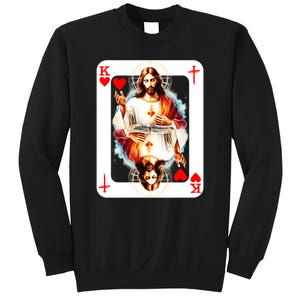 Jesus King Of Hearts Christian Sacred Heart Of Jesus Christ 3 Nails Cross Sweatshirt