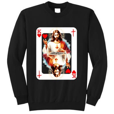 Jesus King Of Hearts Christian Sacred Heart Of Jesus Christ 3 Nails Cross Sweatshirt