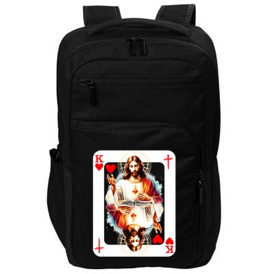 Jesus King Of Hearts Christian Sacred Heart Of Jesus Christ 3 Nails Cross Impact Tech Backpack