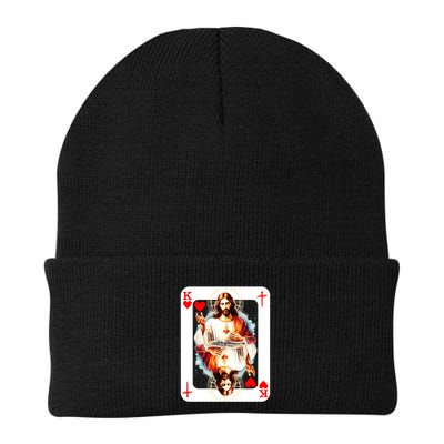 Jesus King Of Hearts Christian Sacred Heart Of Jesus Christ 3 Nails Cross Beanie