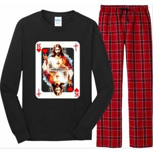 Jesus King Of Hearts Christian Sacred Heart Of Jesus Christ 3 Nails Cross Long Sleeve Pajama Set