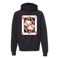 Jesus King Of Hearts Christian Sacred Heart Of Jesus Christ 3 Nails Cross Premium Hoodie