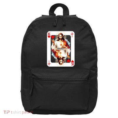 Jesus King Of Hearts Christian Sacred Heart Of Jesus Christ 3 Nails Cross 16 in Basic Backpack