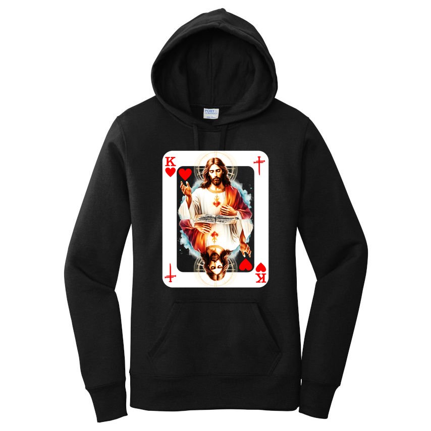 Jesus King Of Hearts Christian Sacred Heart Of Jesus Christ 3 Nails Cross Women's Pullover Hoodie