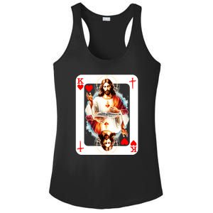 Jesus King Of Hearts Christian Sacred Heart Of Jesus Christ 3 Nails Cross Ladies PosiCharge Competitor Racerback Tank