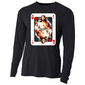 Jesus King Of Hearts Christian Sacred Heart Of Jesus Christ 3 Nails Cross Cooling Performance Long Sleeve Crew