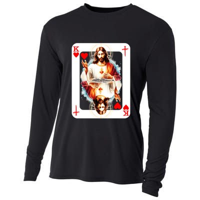 Jesus King Of Hearts Christian Sacred Heart Of Jesus Christ 3 Nails Cross Cooling Performance Long Sleeve Crew