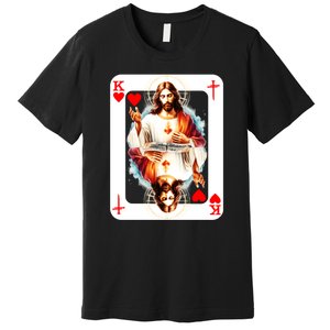 Jesus King Of Hearts Christian Sacred Heart Of Jesus Christ 3 Nails Cross Premium T-Shirt