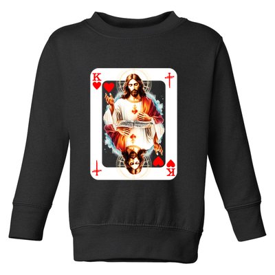 Jesus King Of Hearts Christian Sacred Heart Of Jesus Christ 3 Nails Cross Toddler Sweatshirt