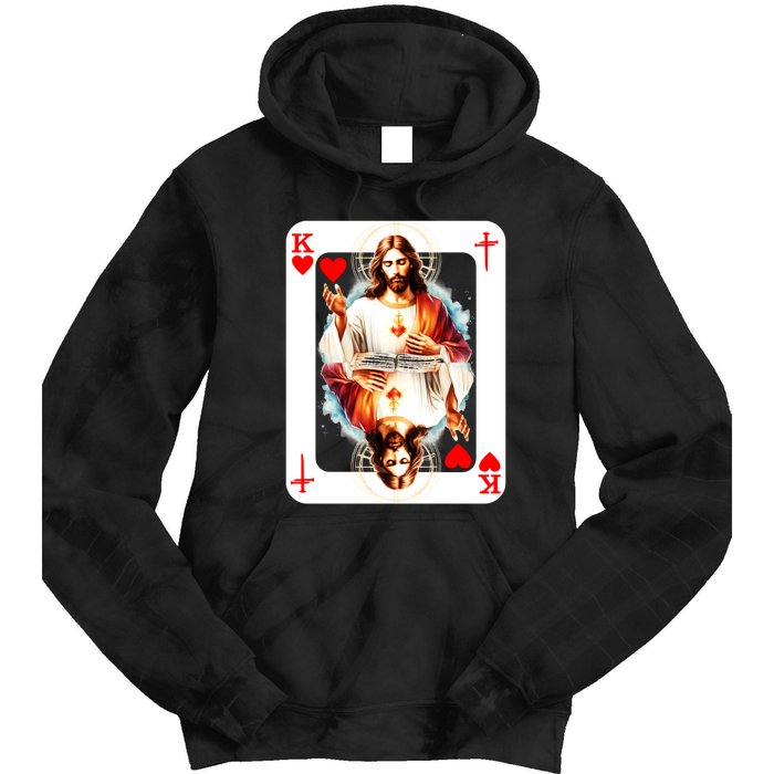 Jesus King Of Hearts Christian Sacred Heart Of Jesus Christ 3 Nails Cross Tie Dye Hoodie