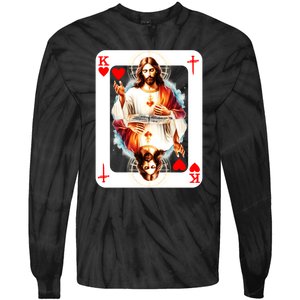 Jesus King Of Hearts Christian Sacred Heart Of Jesus Christ 3 Nails Cross Tie-Dye Long Sleeve Shirt