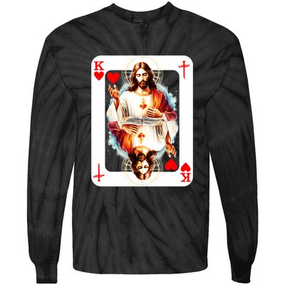Jesus King Of Hearts Christian Sacred Heart Of Jesus Christ 3 Nails Cross Tie-Dye Long Sleeve Shirt