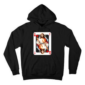 Jesus King Of Hearts Christian Sacred Heart Of Jesus Christ 3 Nails Cross Tall Hoodie