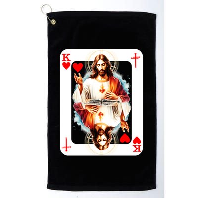 Jesus King Of Hearts Christian Sacred Heart Of Jesus Christ 3 Nails Cross Golf Towel