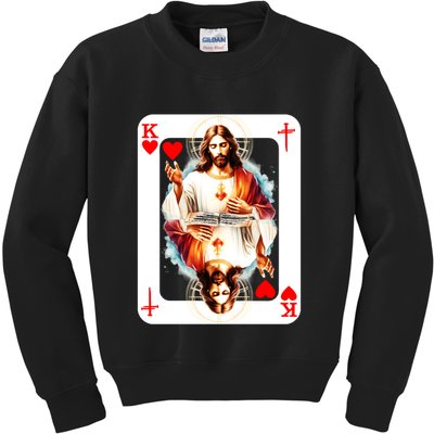 Jesus King Of Hearts Christian Sacred Heart Of Jesus Christ 3 Nails Cross Kids Sweatshirt