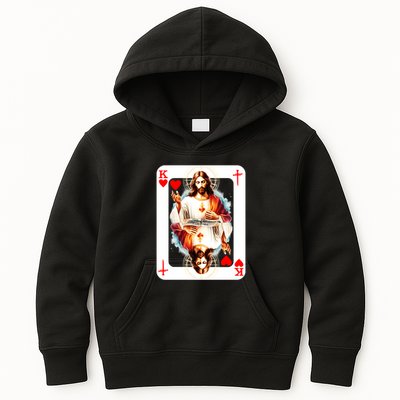 Jesus King Of Hearts Christian Sacred Heart Of Jesus Christ 3 Nails Cross Kids Hoodie