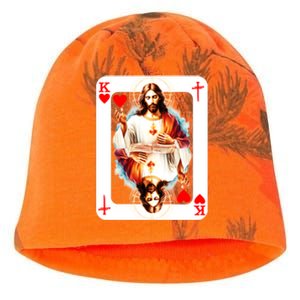 Jesus King Of Hearts Christian Sacred Heart Of Jesus Christ 3 Nails Cross Kati - Camo Knit Beanie