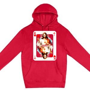 Jesus King Of Hearts Christian Sacred Heart Of Jesus Christ 3 Nails Cross Premium Pullover Hoodie