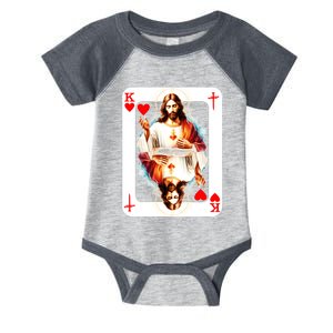 Jesus King Of Hearts Christian Sacred Heart Of Jesus Christ 3 Nails Cross Infant Baby Jersey Bodysuit