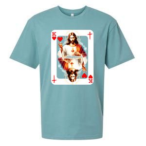 Jesus King Of Hearts Christian Sacred Heart Of Jesus Christ 3 Nails Cross Sueded Cloud Jersey T-Shirt