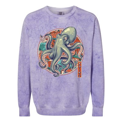 Japanese Kracken Octopus Monster Colorblast Crewneck Sweatshirt