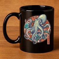Japanese Kracken Octopus Monster 11oz C Handle Ceramic Mug