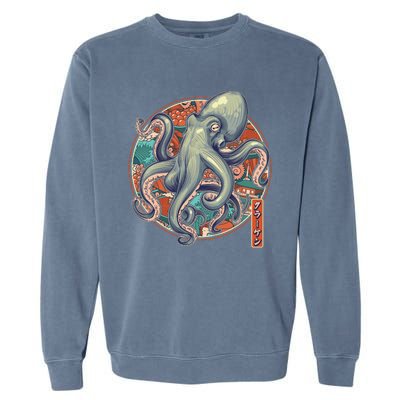 Japanese Kracken Octopus Monster Garment-Dyed Sweatshirt