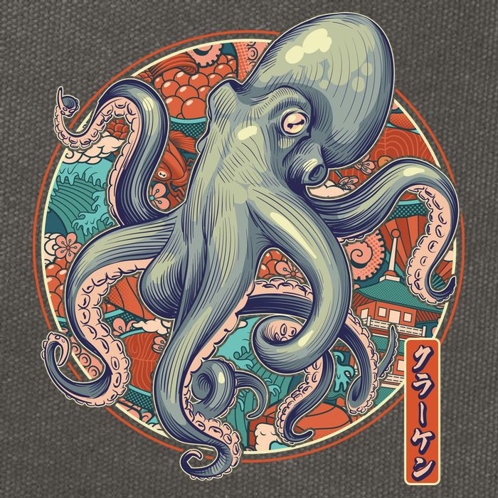 Japanese Kracken Octopus Monster Cotton Canvas Backpack