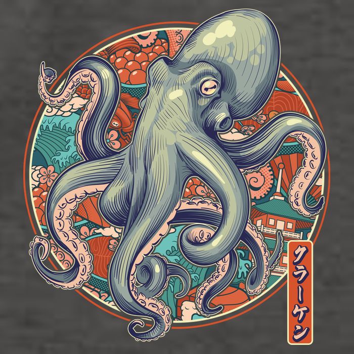 Japanese Kracken Octopus Monster Vector Backpack
