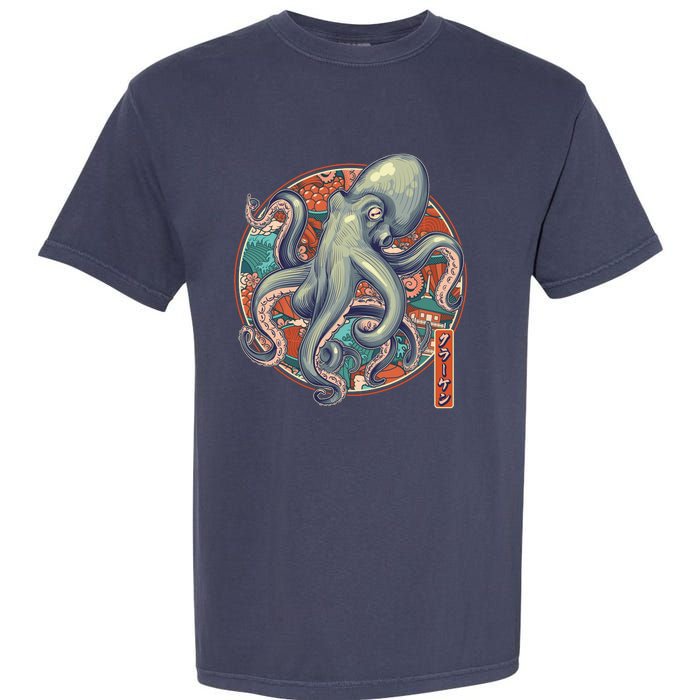 Japanese Kracken Octopus Monster Garment-Dyed Heavyweight T-Shirt