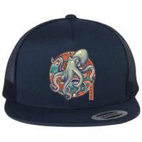 Japanese Kracken Octopus Monster Flat Bill Trucker Hat
