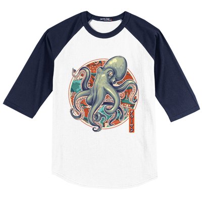 Japanese Kracken Octopus Monster Baseball Sleeve Shirt