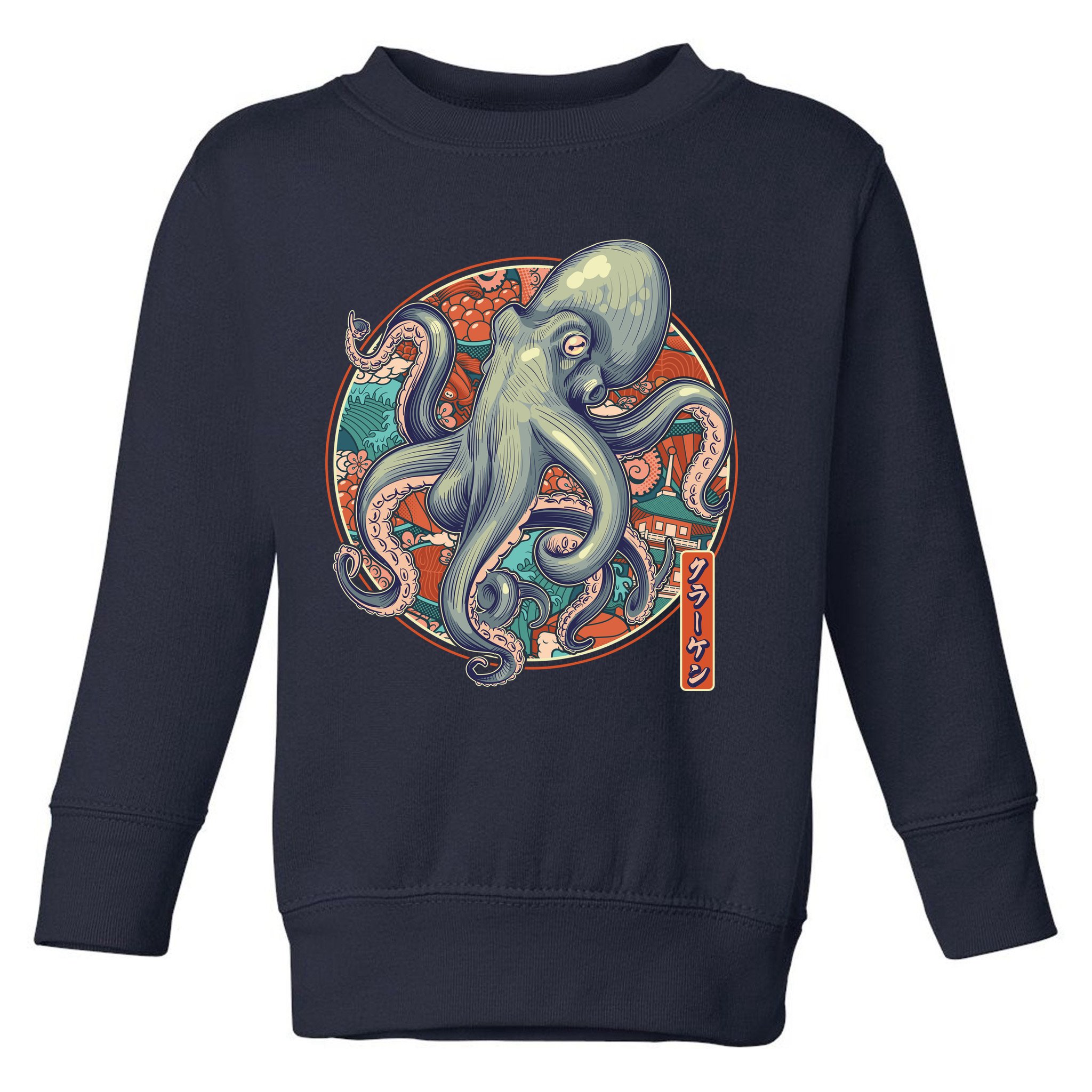 Japanese Kracken Octopus Monster Toddler Sweatshirt