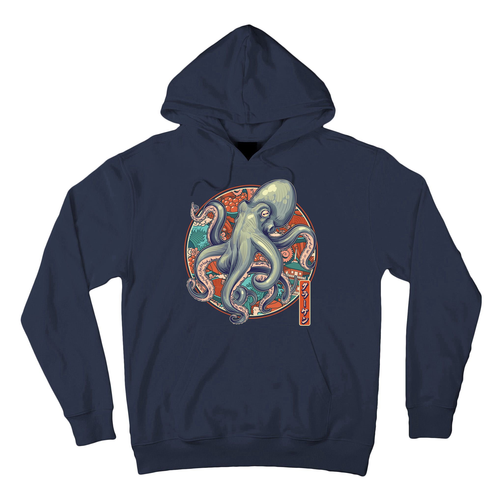 Japanese Kracken Octopus Monster Tall Hoodie