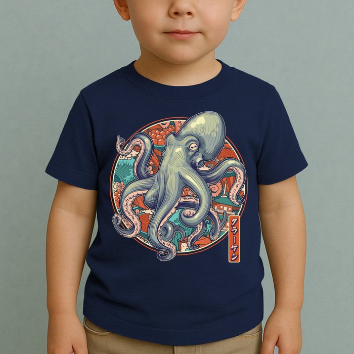 Japanese Kracken Octopus Monster Toddler T-Shirt