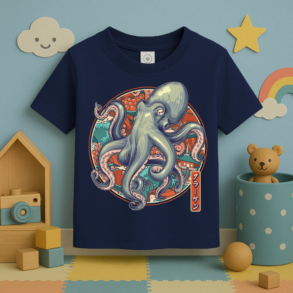 Japanese Kracken Octopus Monster Toddler T-Shirt