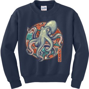 Japanese Kracken Octopus Monster Kids Sweatshirt