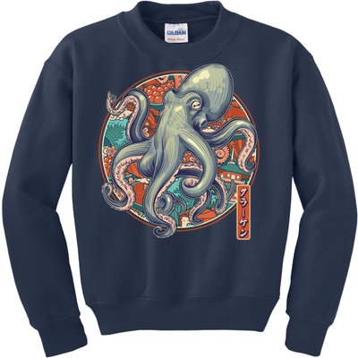 Japanese Kracken Octopus Monster Kids Sweatshirt