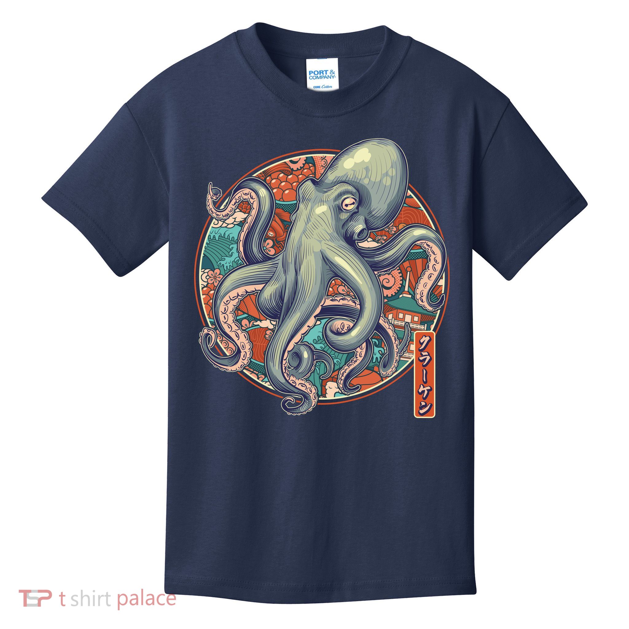 Japanese Kracken Octopus Monster Kids T-Shirt
