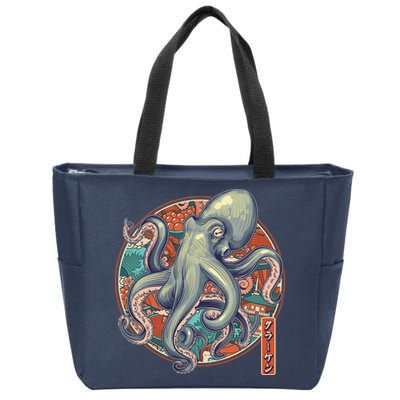 Japanese Kracken Octopus Monster Zip Tote Bag