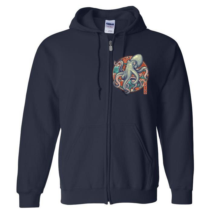 Japanese Kracken Octopus Monster Full Zip Hoodie