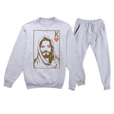 Jesus King Of Hearts Card Christian Gifts Premium Crewneck Sweatsuit Set