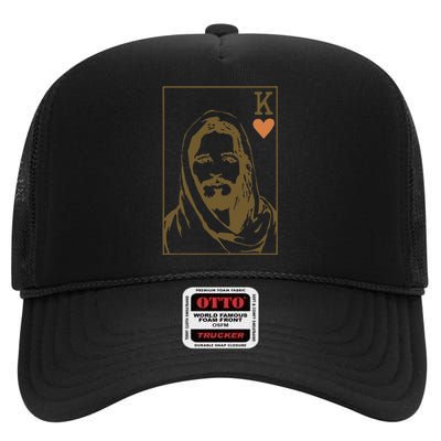 Jesus King of Hearts Card Christian Gifts High Crown Mesh Back Trucker Hat