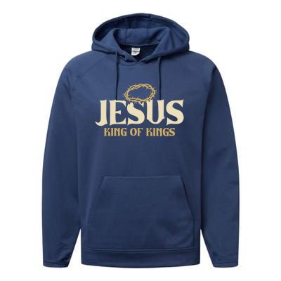 Jesus King Of Kings Thorn Crown Passion Of Christ Faith Gift Performance Fleece Hoodie